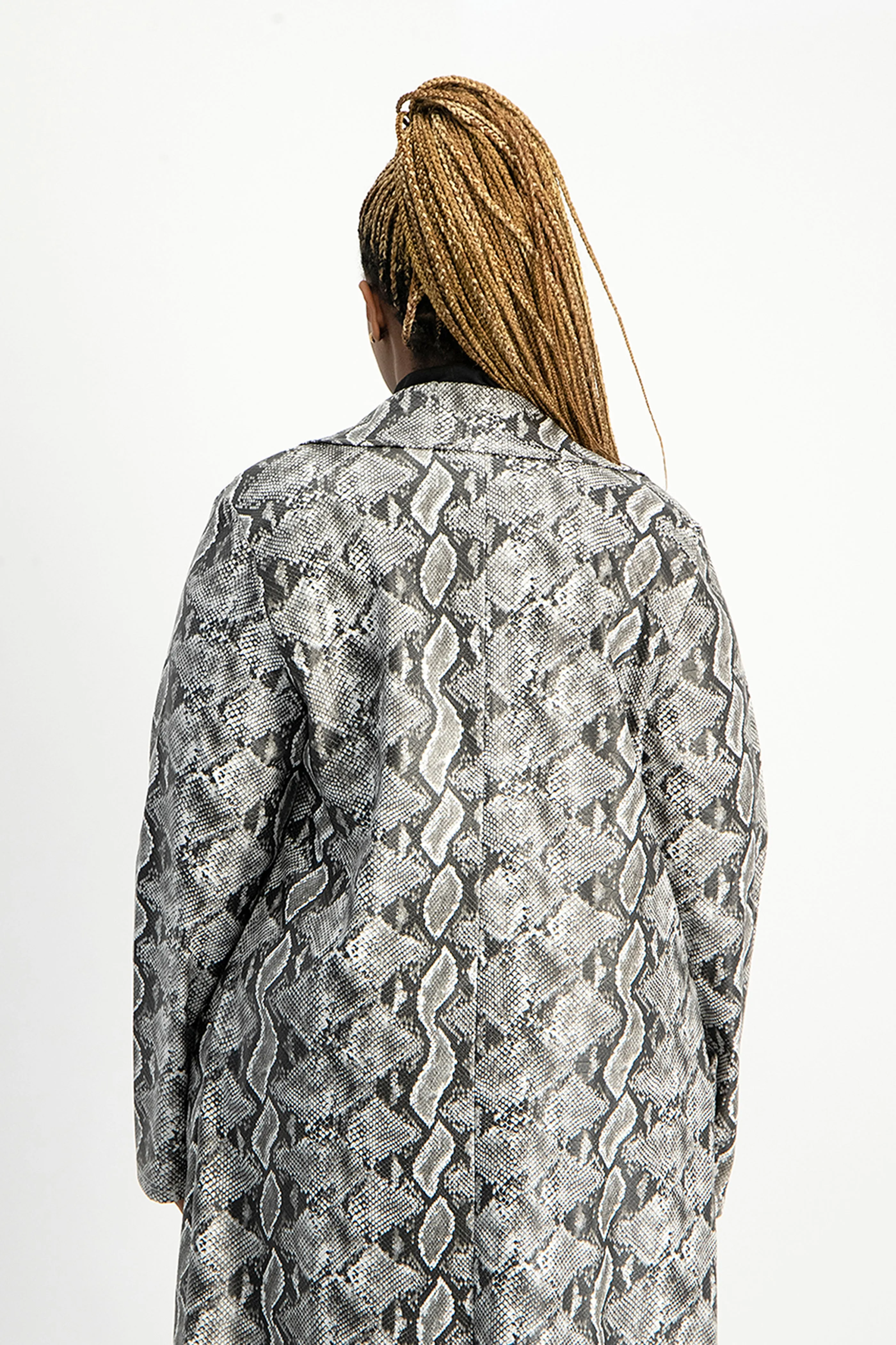 Cece Faux Leather Trench Coat - Snake Print