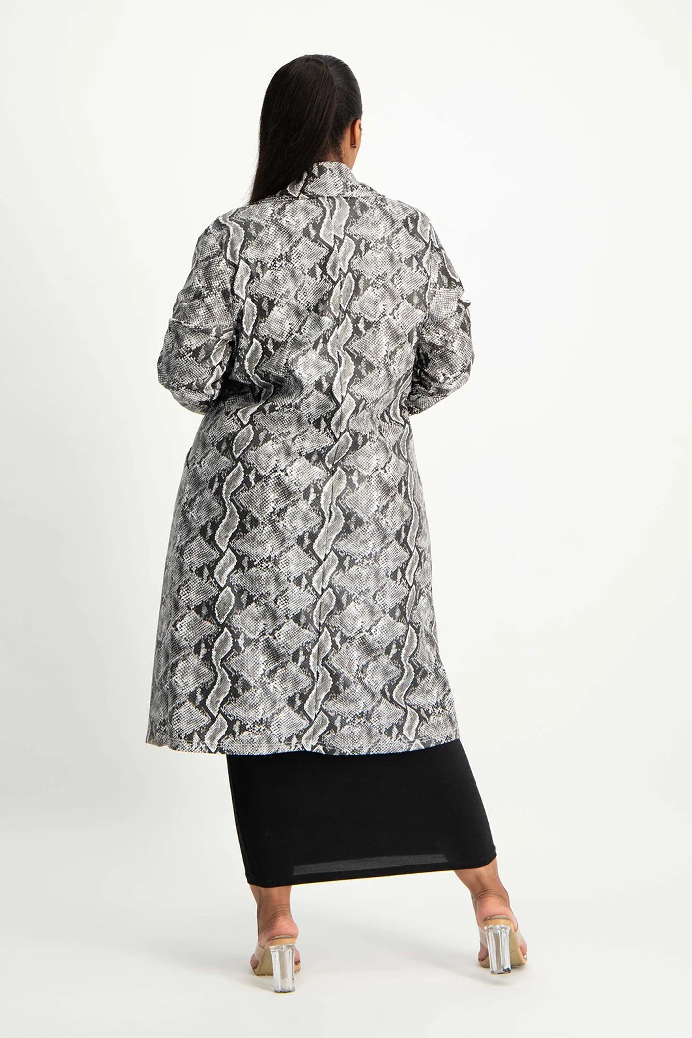 Cece Faux Leather Trench Coat - Snake Print