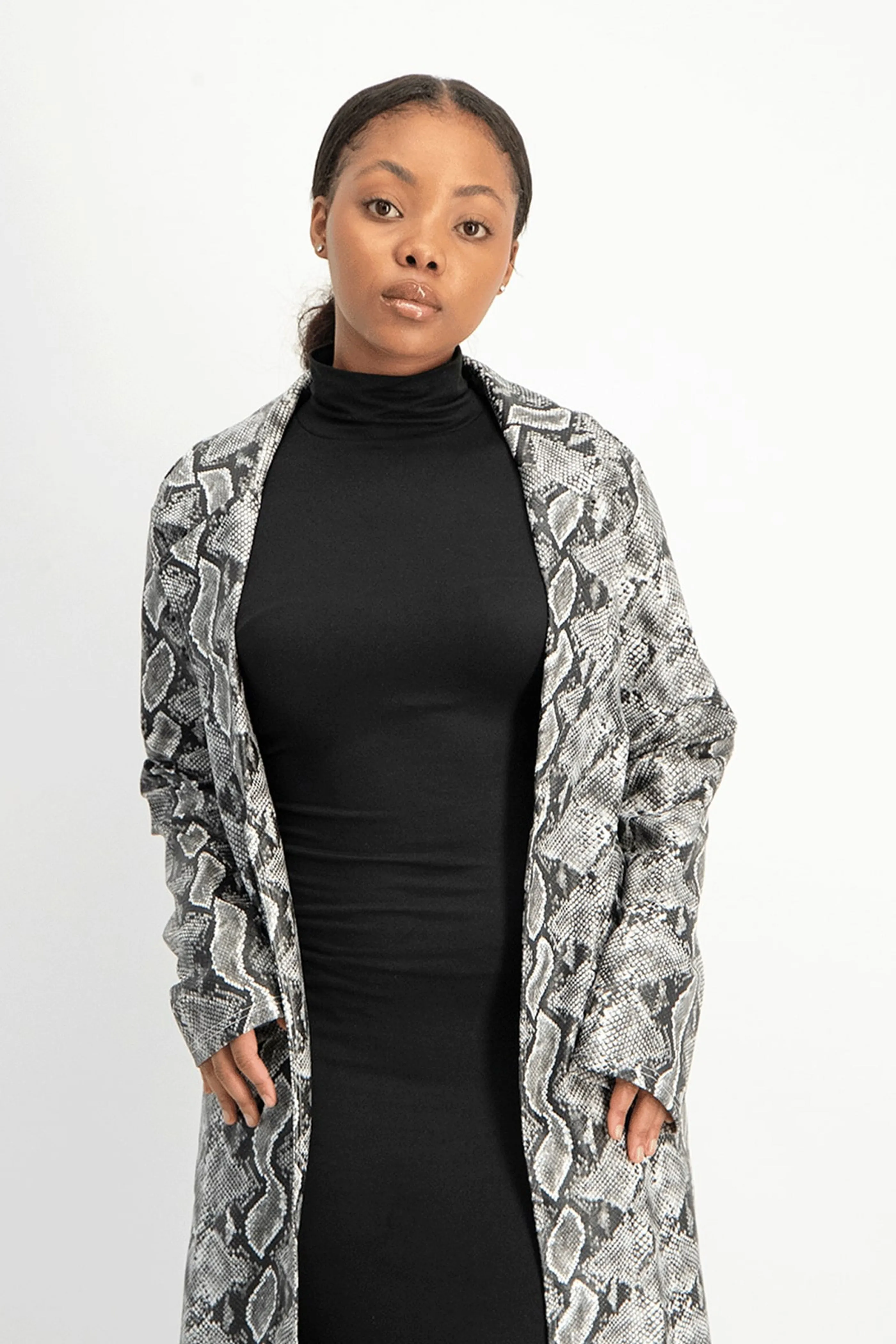 Cece Faux Leather Trench Coat - Snake Print