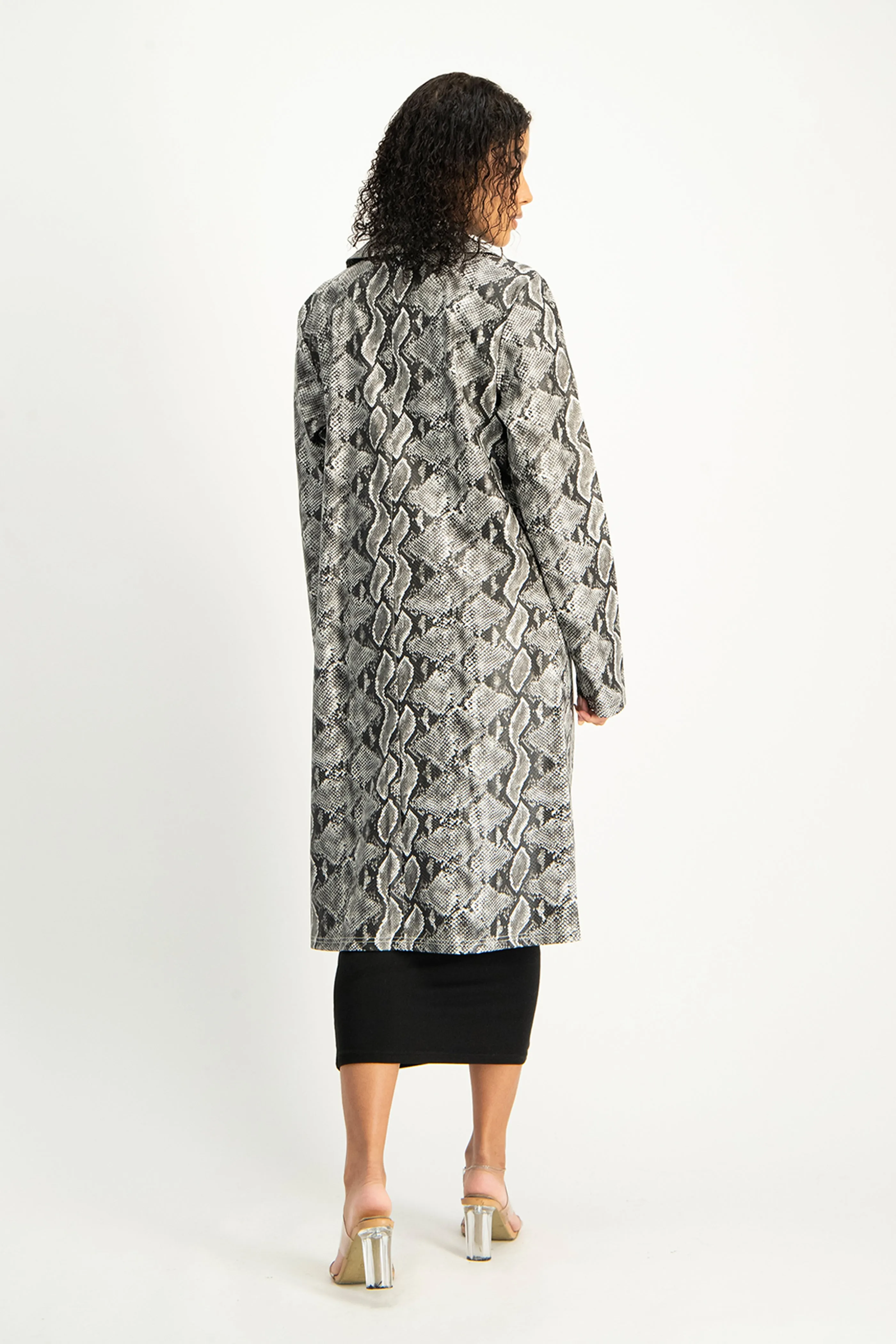 Cece Faux Leather Trench Coat - Snake Print