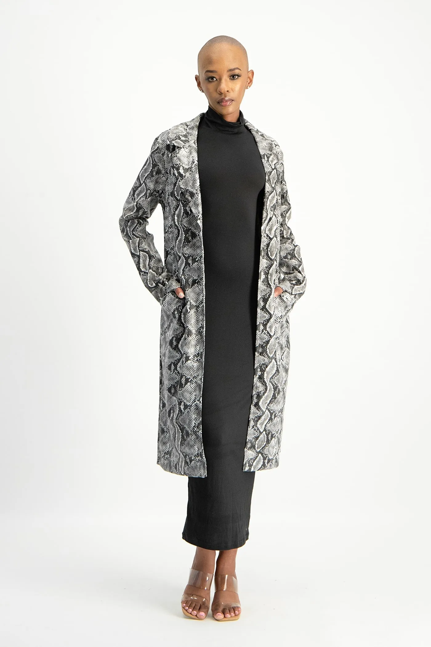 Cece Faux Leather Trench Coat - Snake Print