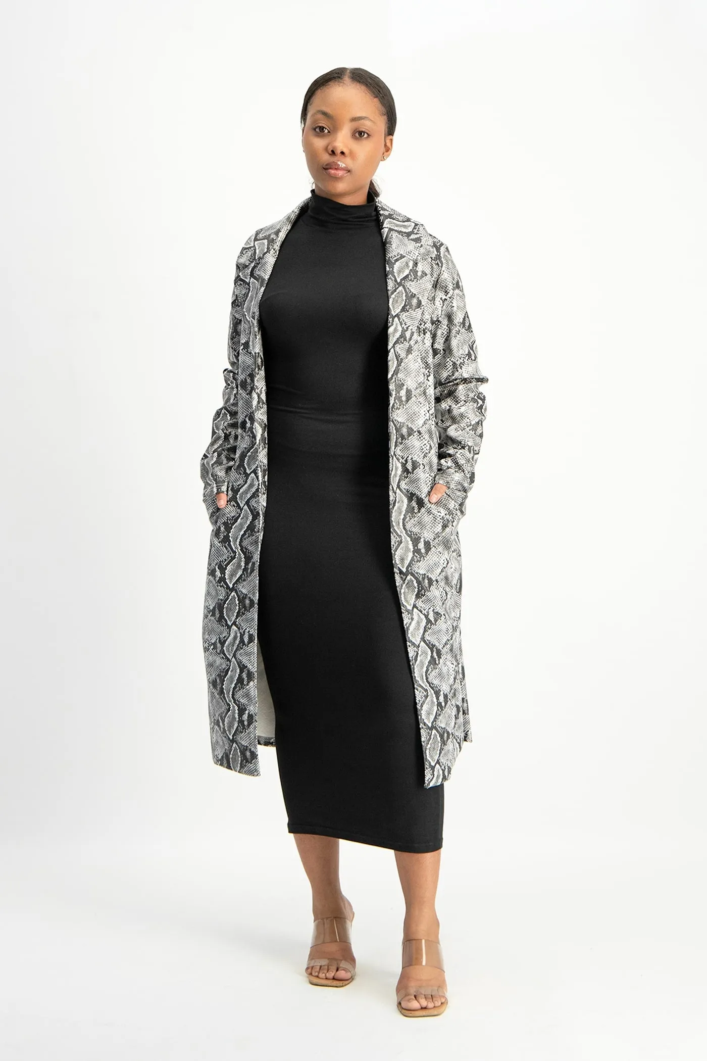 Cece Faux Leather Trench Coat - Snake Print