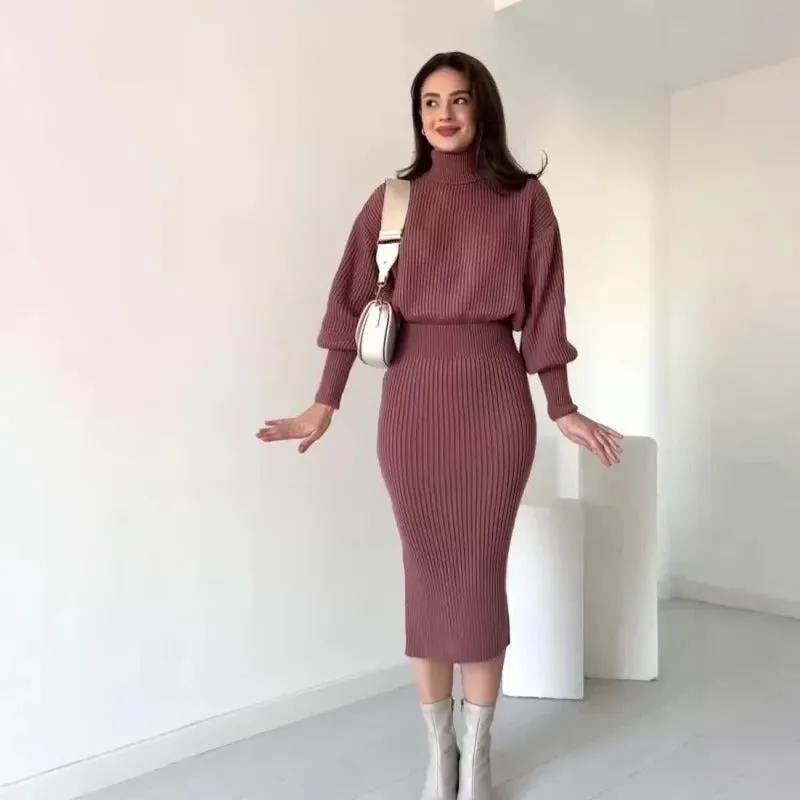 Cleo - Ribbed Sweater Dress - Chic/Elegant - Tailored Fit - Ideal for Fall/Winter