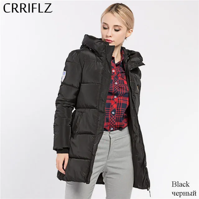 CRRIFLZ 2017 New Winter Collection Women's Jackets Parkas Hooded Long Cotton Padded Jacket High Quality 8 Color Warm Thick Coats
