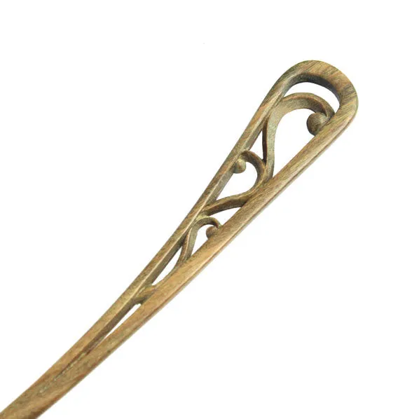 CrystalMood Handmade Carved Wood Hair Stick Curve