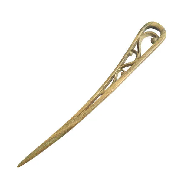CrystalMood Handmade Carved Wood Hair Stick Curve