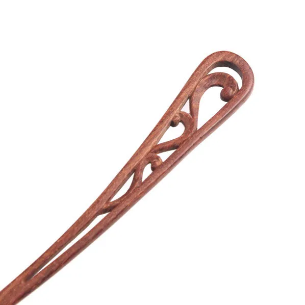 CrystalMood Handmade Carved Wood Hair Stick Curve