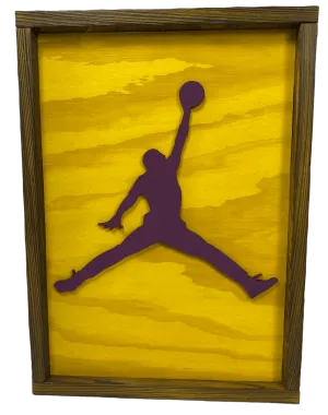 Custom Wood Art - Jump Man Lakers
