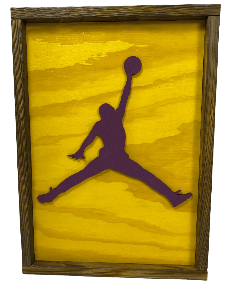 Custom Wood Art - Jump Man Lakers