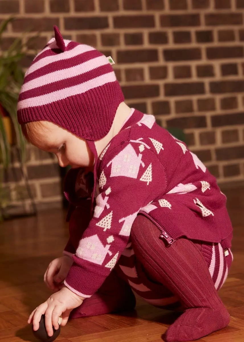 Damson - Pomegranite Knit Hat With Ears