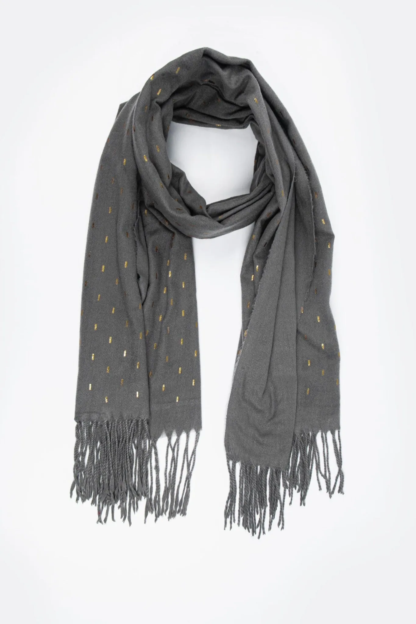Dark Grey Heavyweight Scarf with Metallic Matchstick Detail