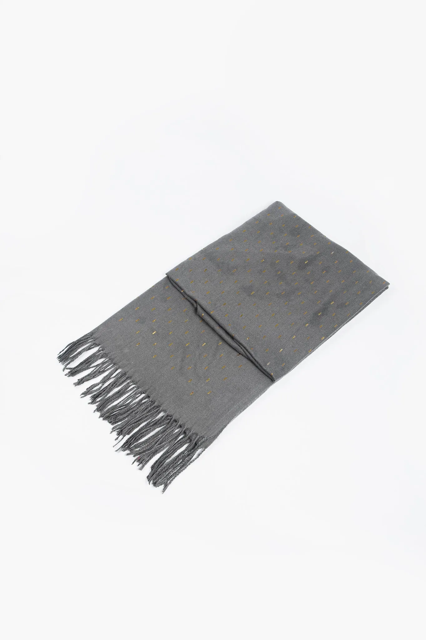 Dark Grey Heavyweight Scarf with Metallic Matchstick Detail