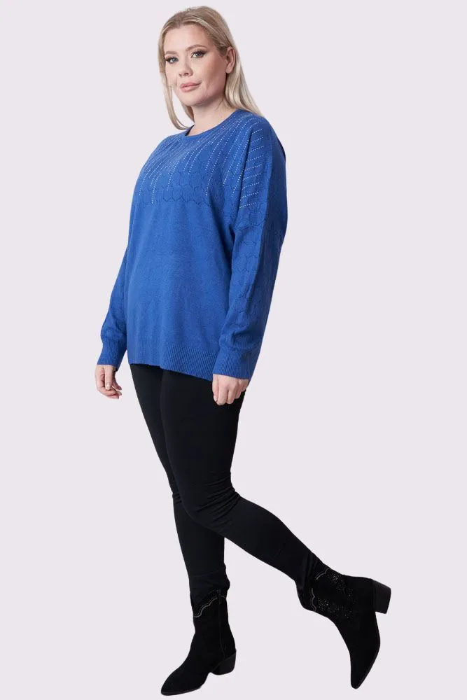 Diamante Cutwork Pattern Knit Tunic Viscose Top