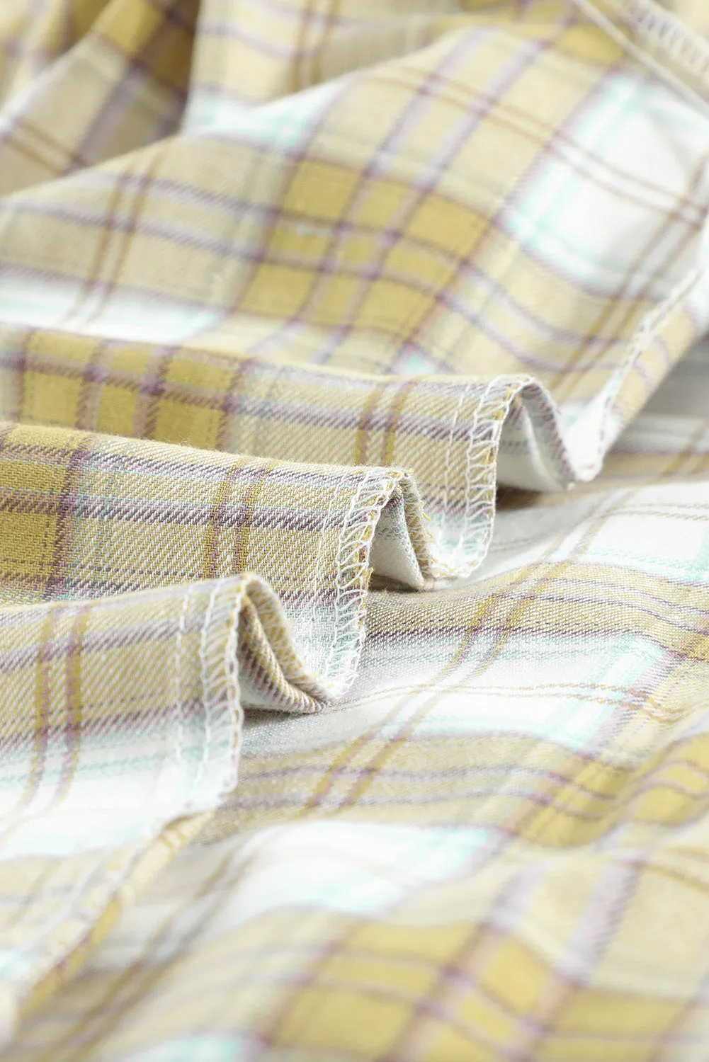 Drawstring Plaid Hooded Shacket