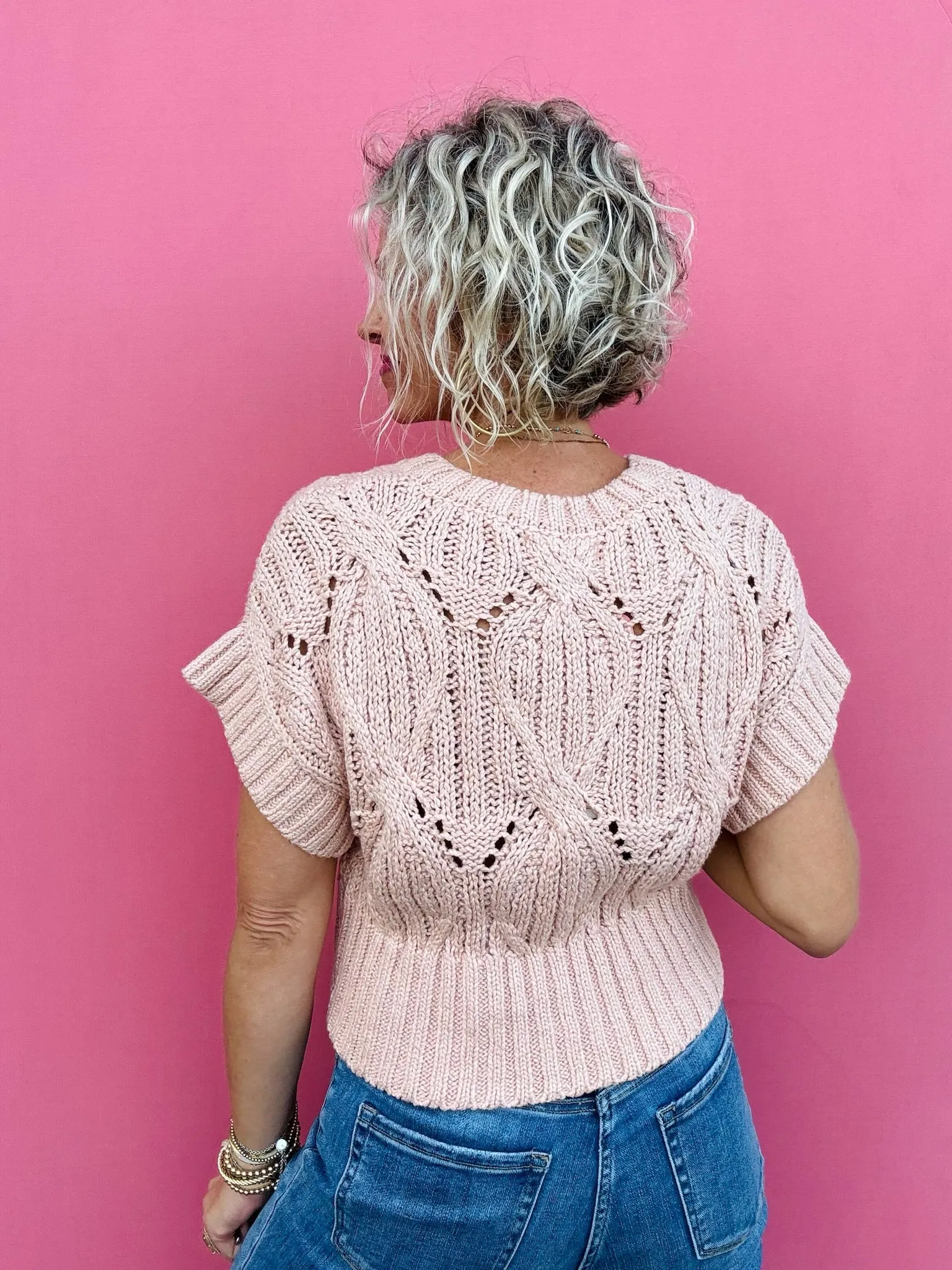 Dusty Pink Cable Sweater