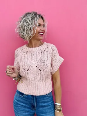Dusty Pink Cable Sweater