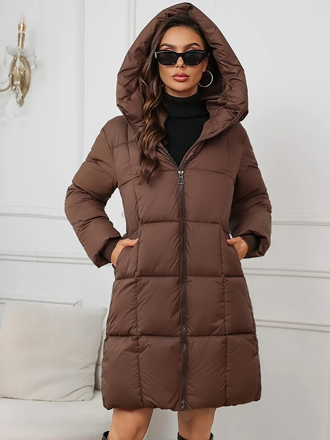 Elegant Long Puffer Winter Jacket with Hood for Women | Ideal for Winter