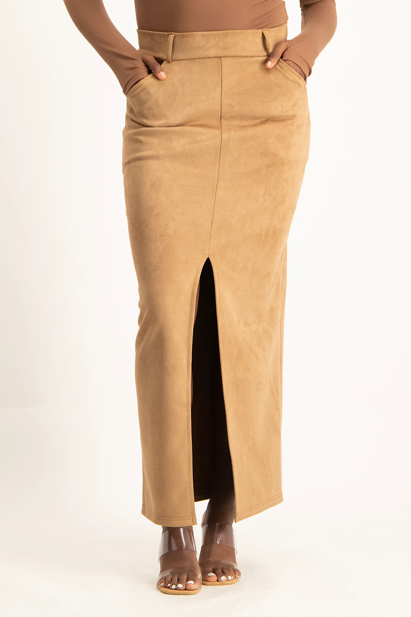 Ester Suede Maxi Skirt - Mocha