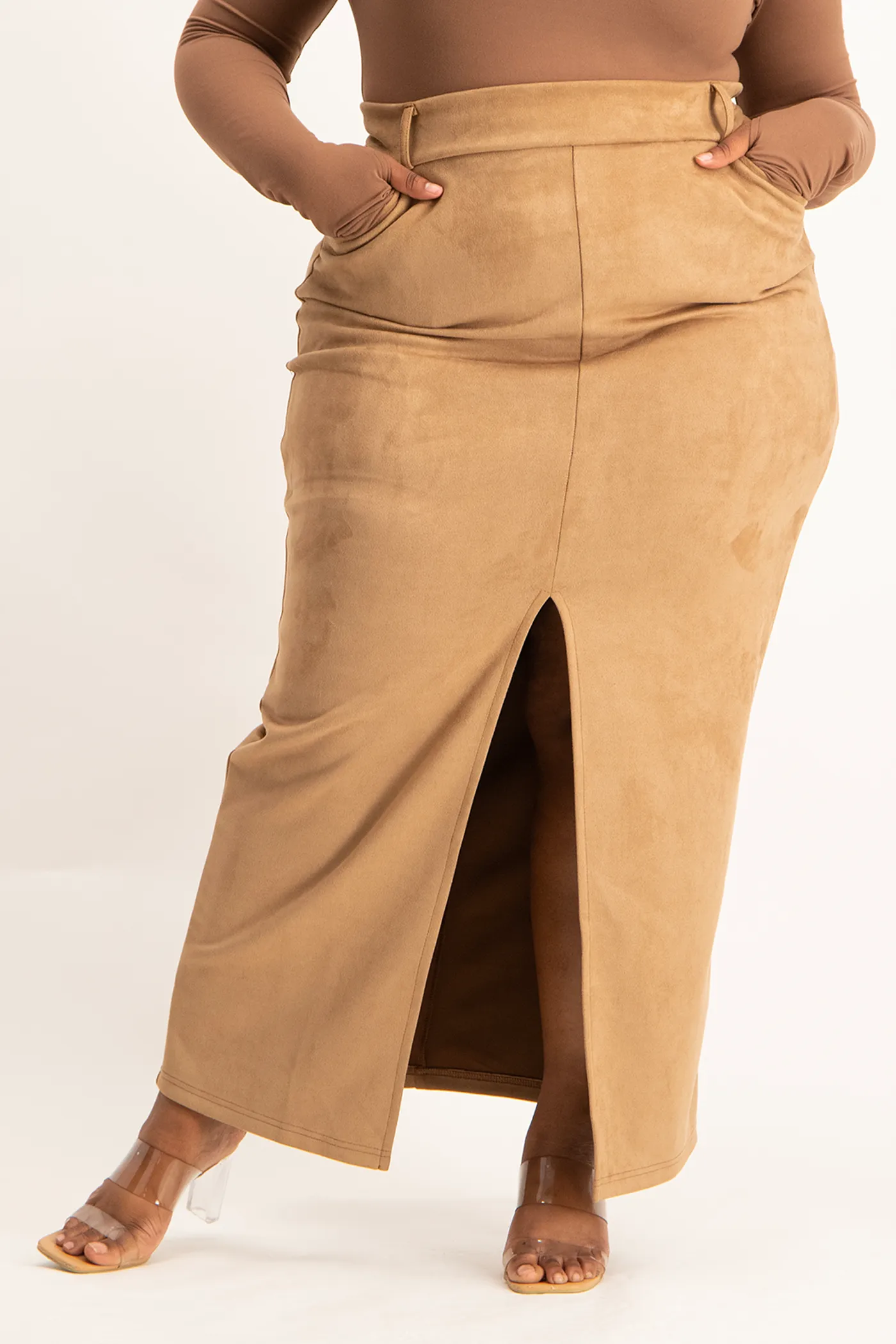 Ester Suede Maxi Skirt - Mocha