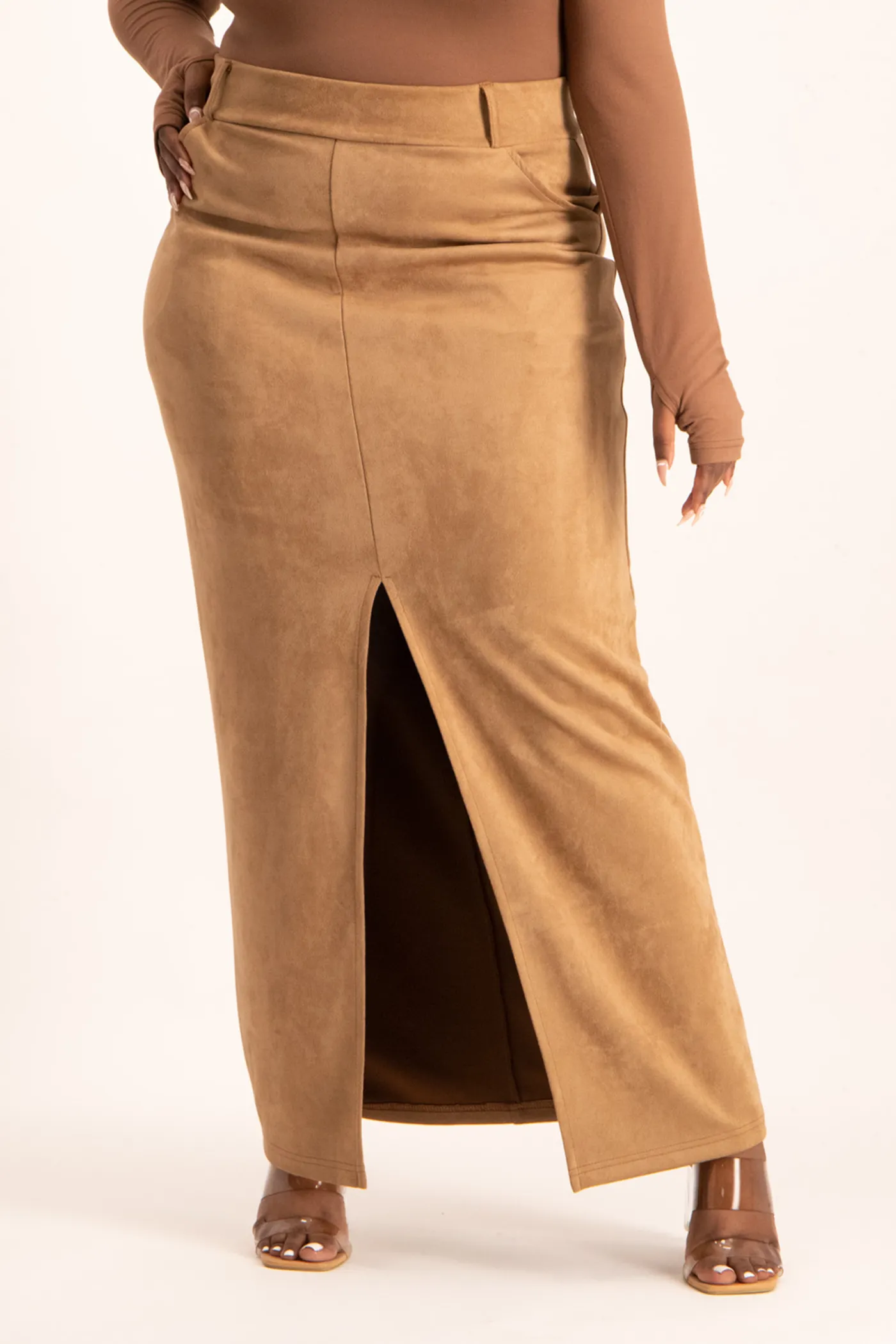 Ester Suede Maxi Skirt - Mocha