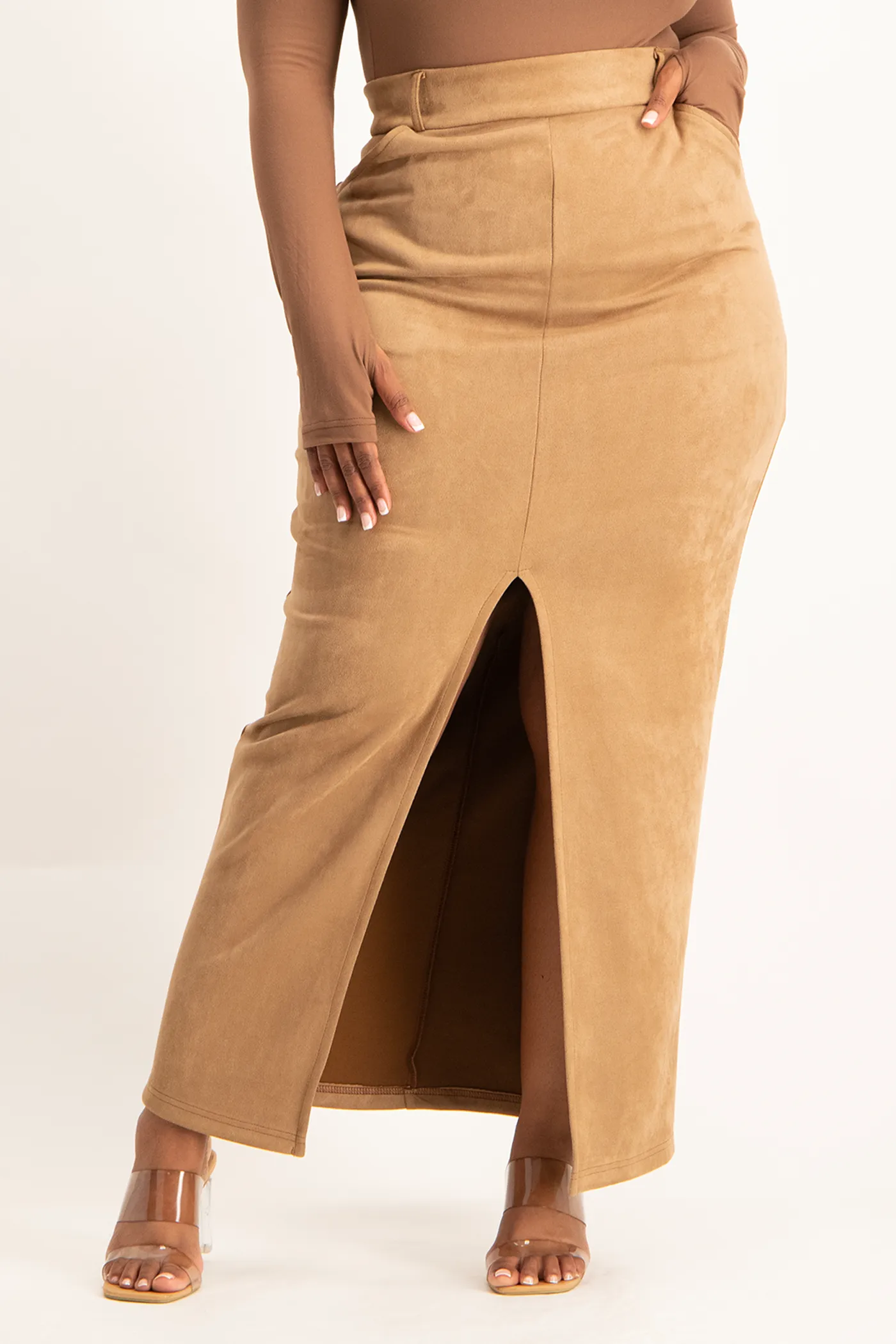 Ester Suede Maxi Skirt - Mocha