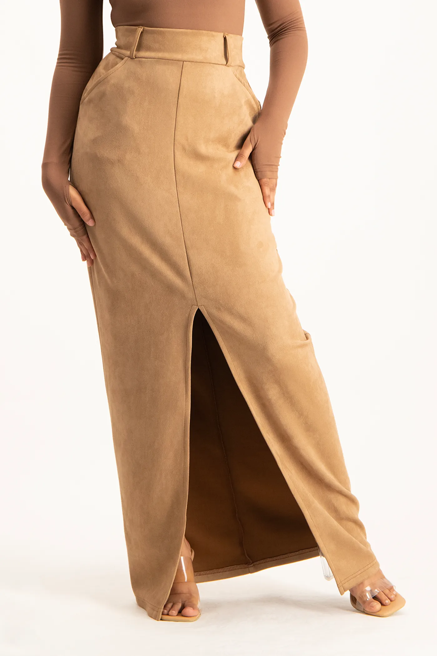 Ester Suede Maxi Skirt - Mocha
