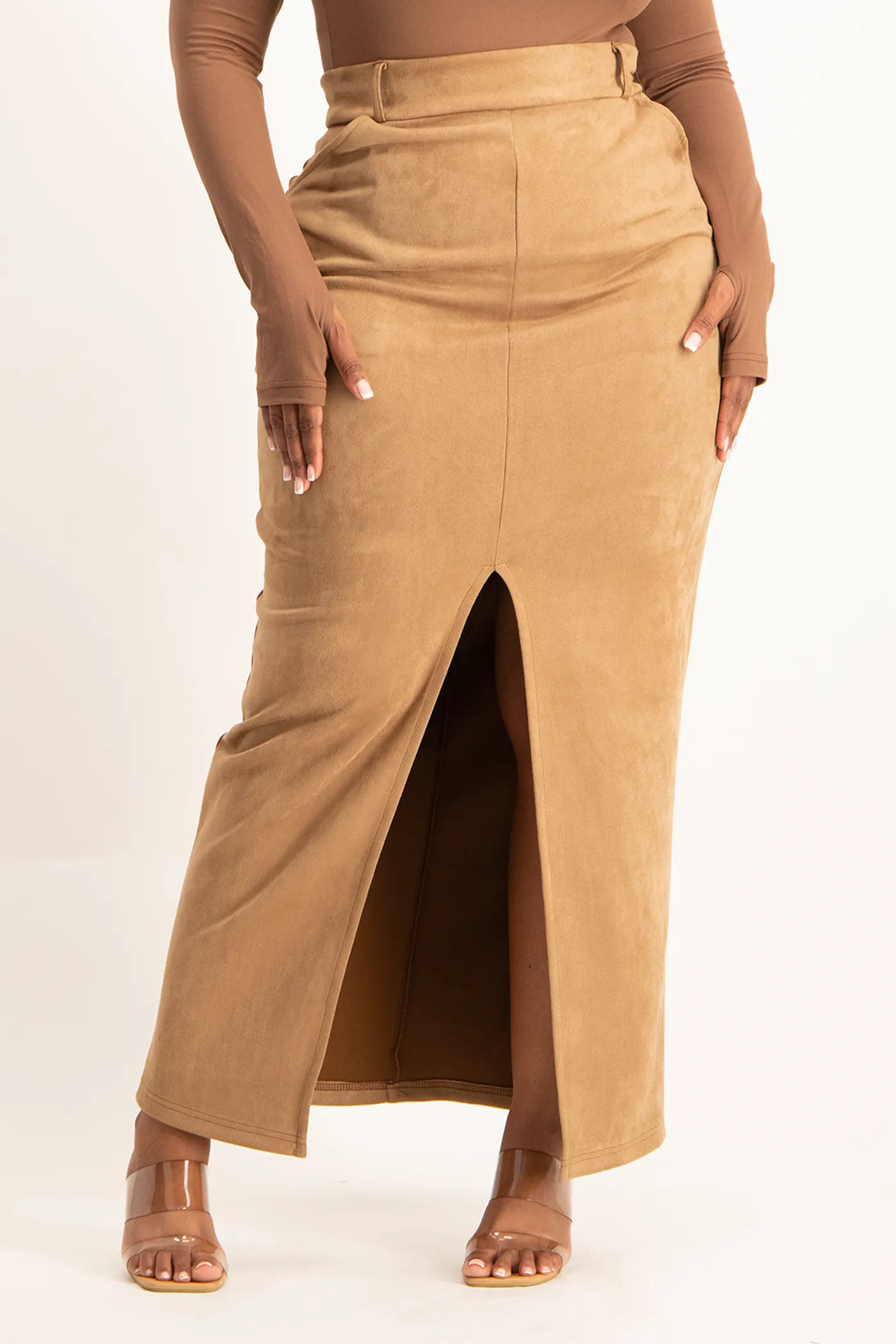 Ester Suede Maxi Skirt - Mocha