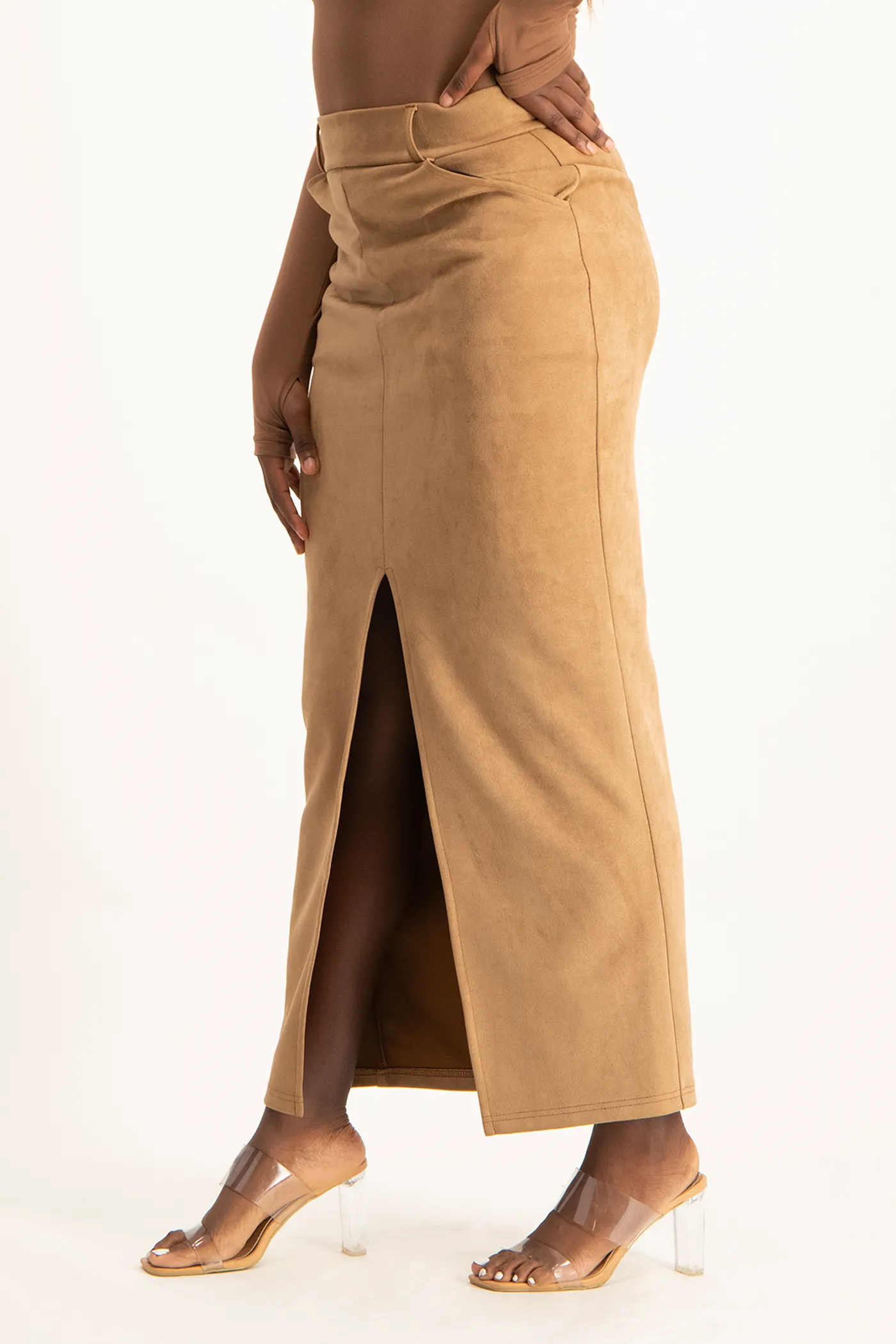 Ester Suede Maxi Skirt - Mocha