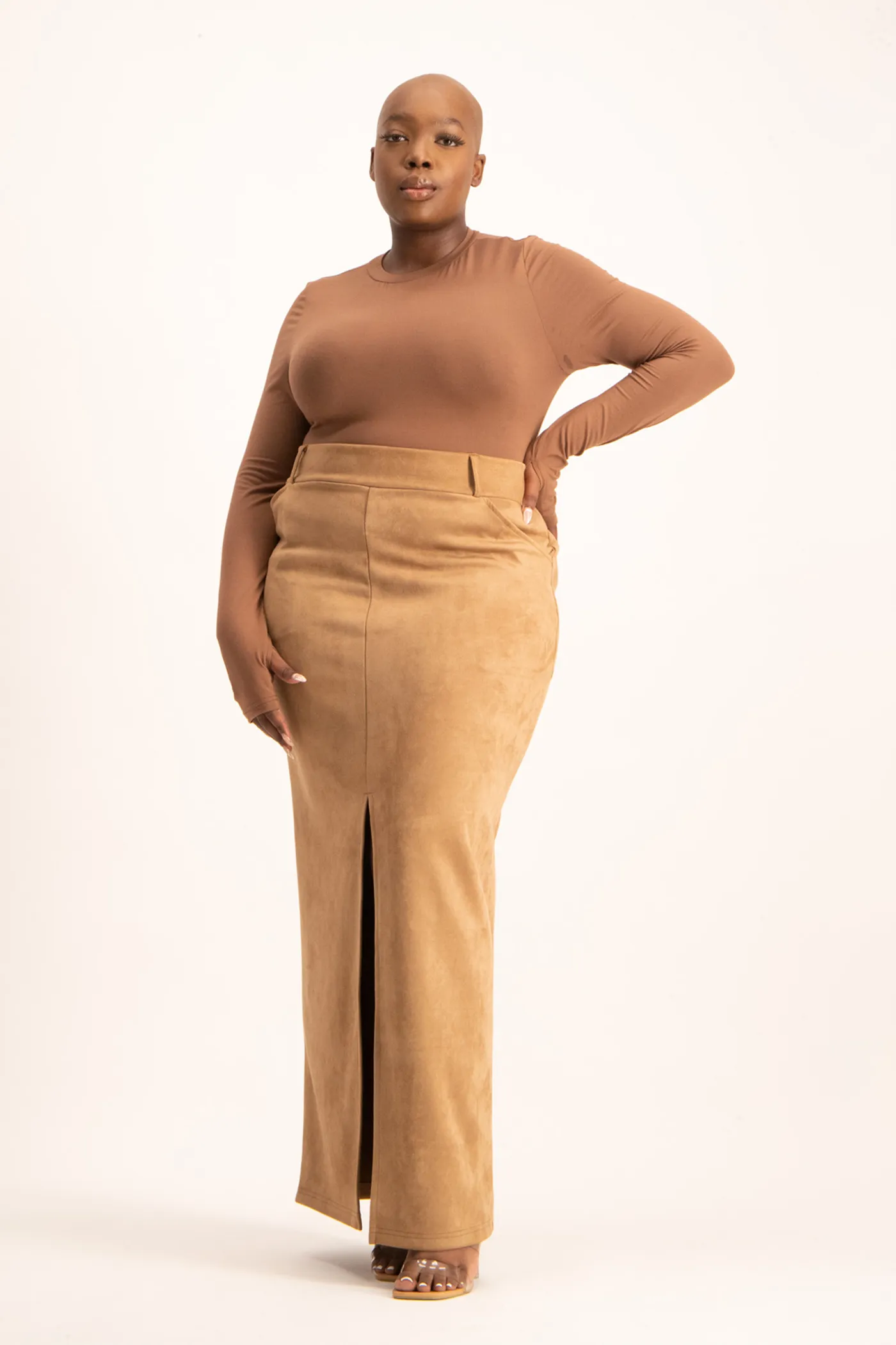 Ester Suede Maxi Skirt - Mocha