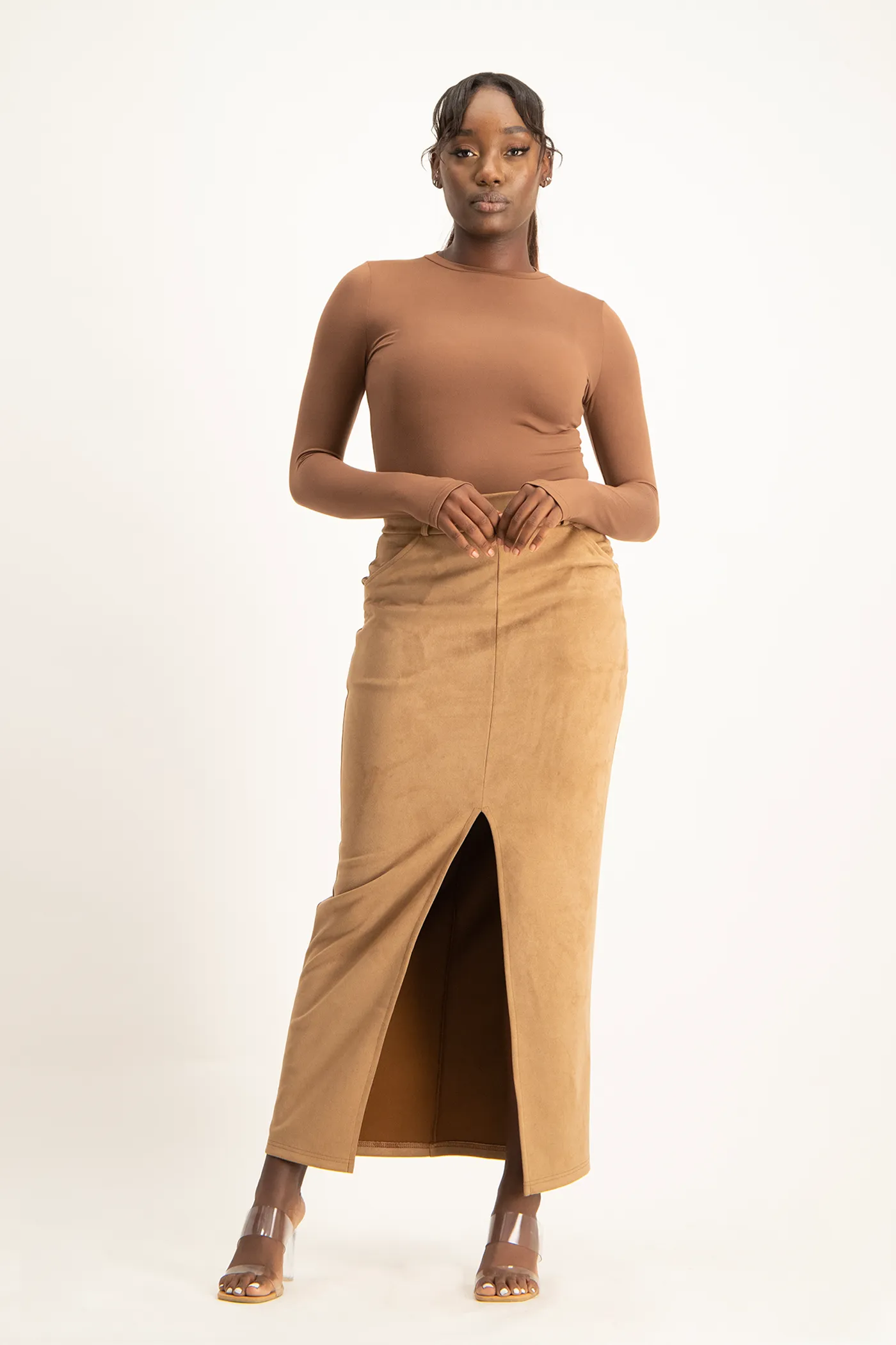 Ester Suede Maxi Skirt - Mocha