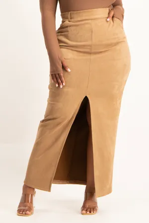 Ester Suede Maxi Skirt - Mocha