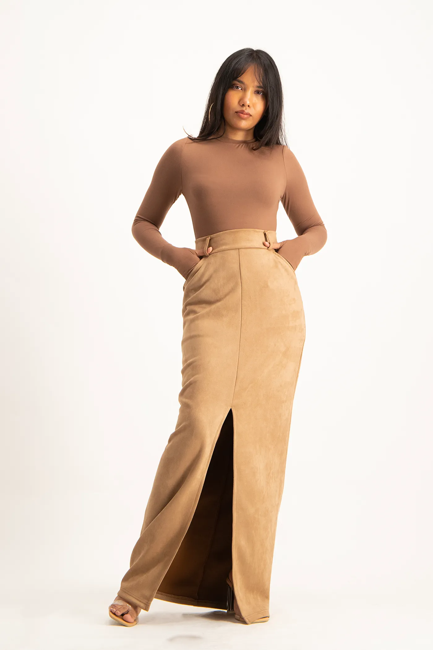 Ester Suede Maxi Skirt - Mocha