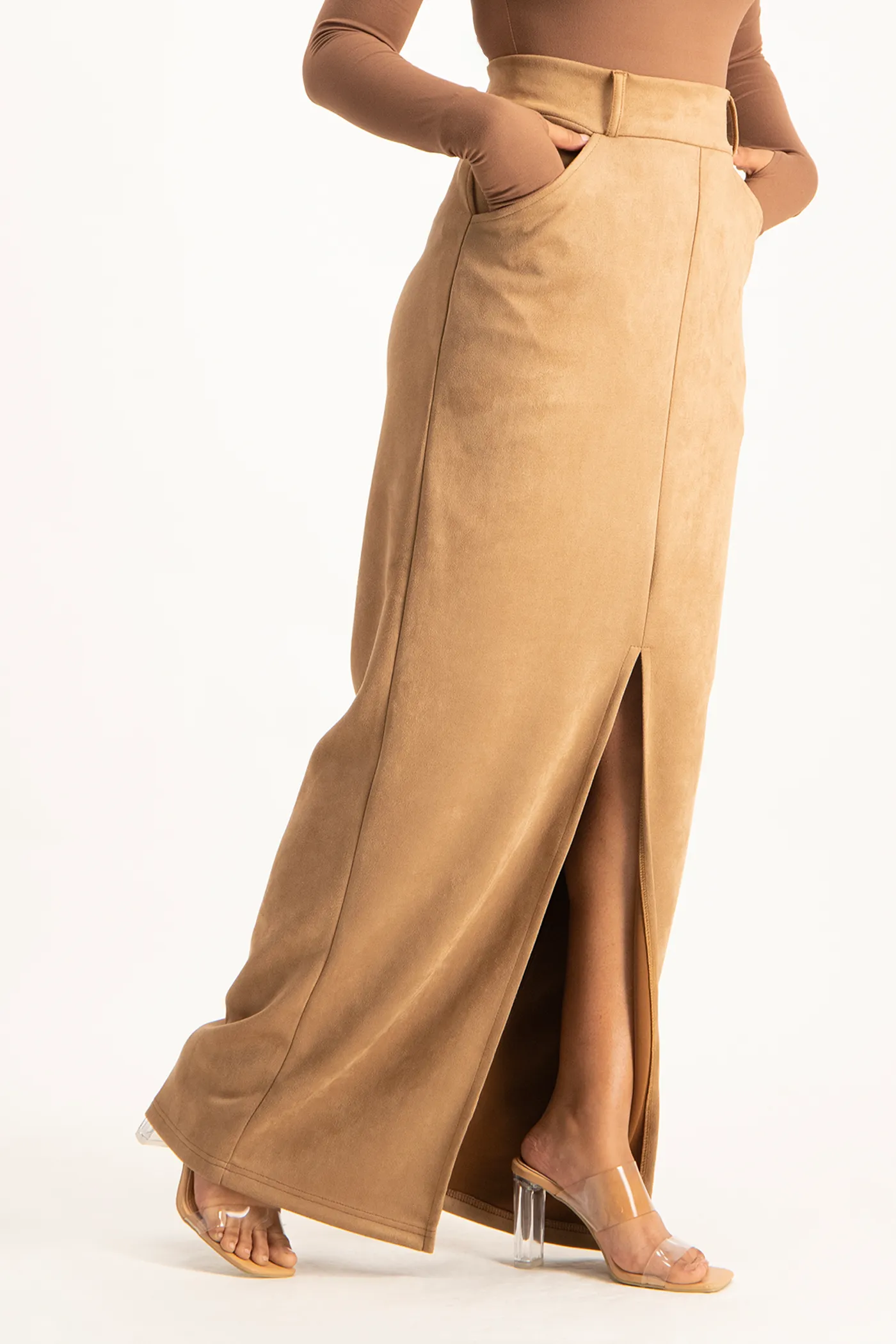 Ester Suede Maxi Skirt - Mocha