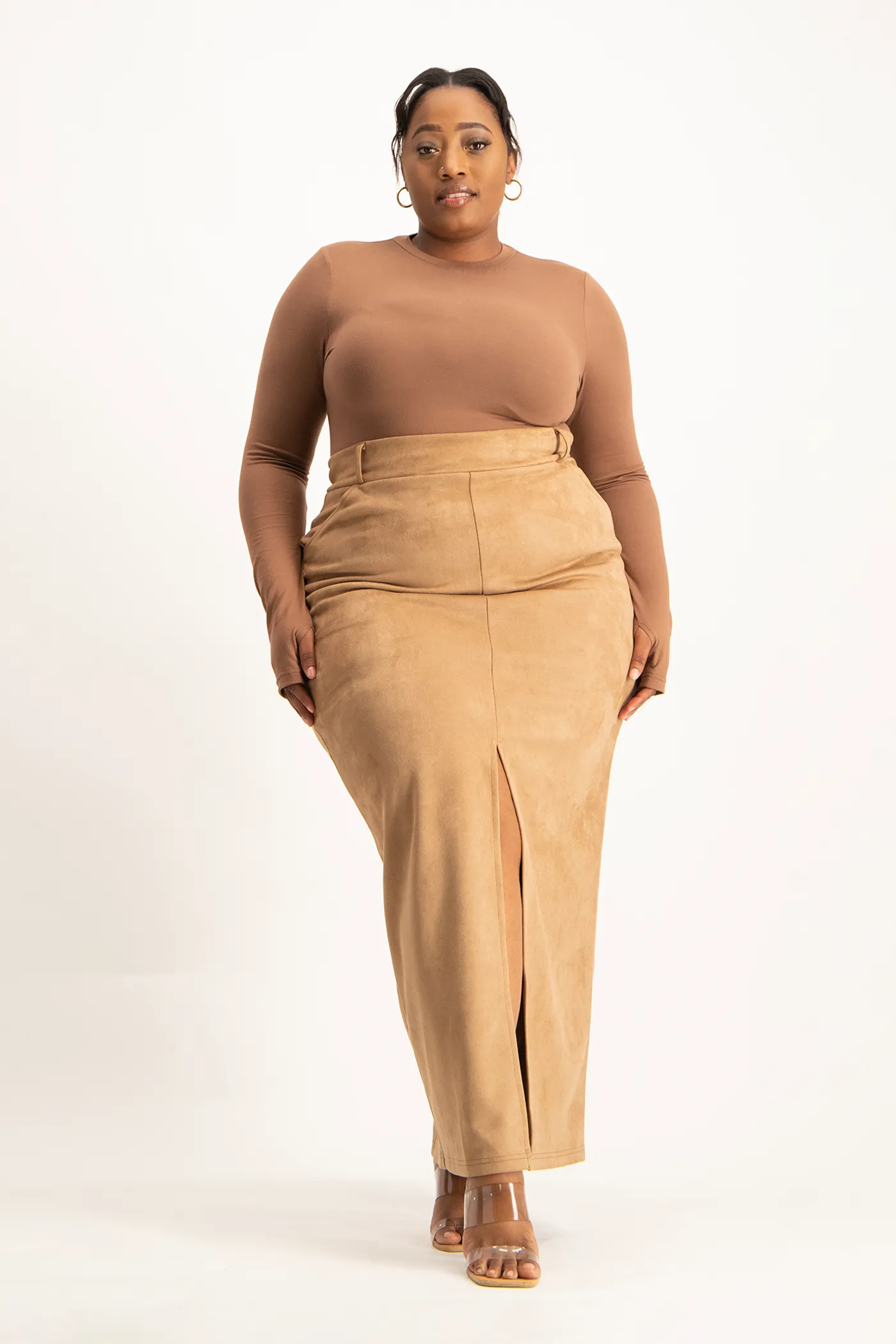 Ester Suede Maxi Skirt - Mocha