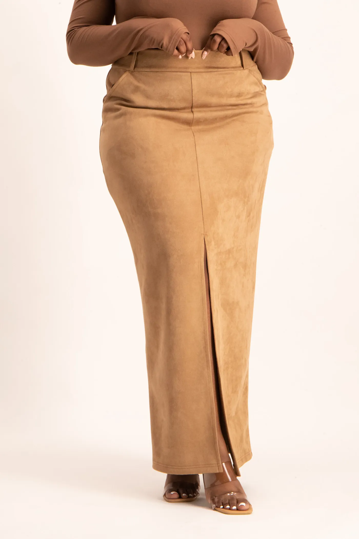 Ester Suede Maxi Skirt - Mocha