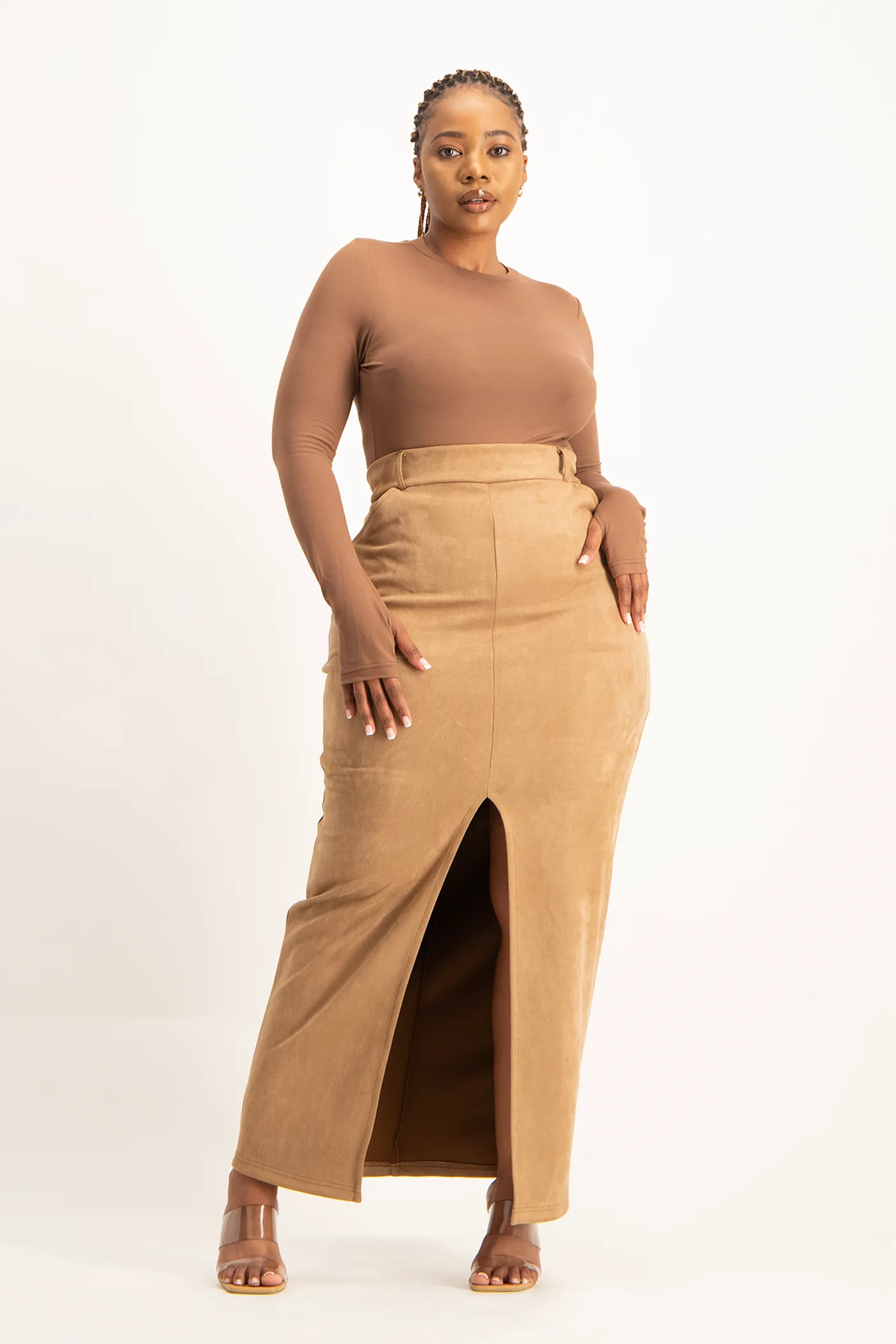 Ester Suede Maxi Skirt - Mocha