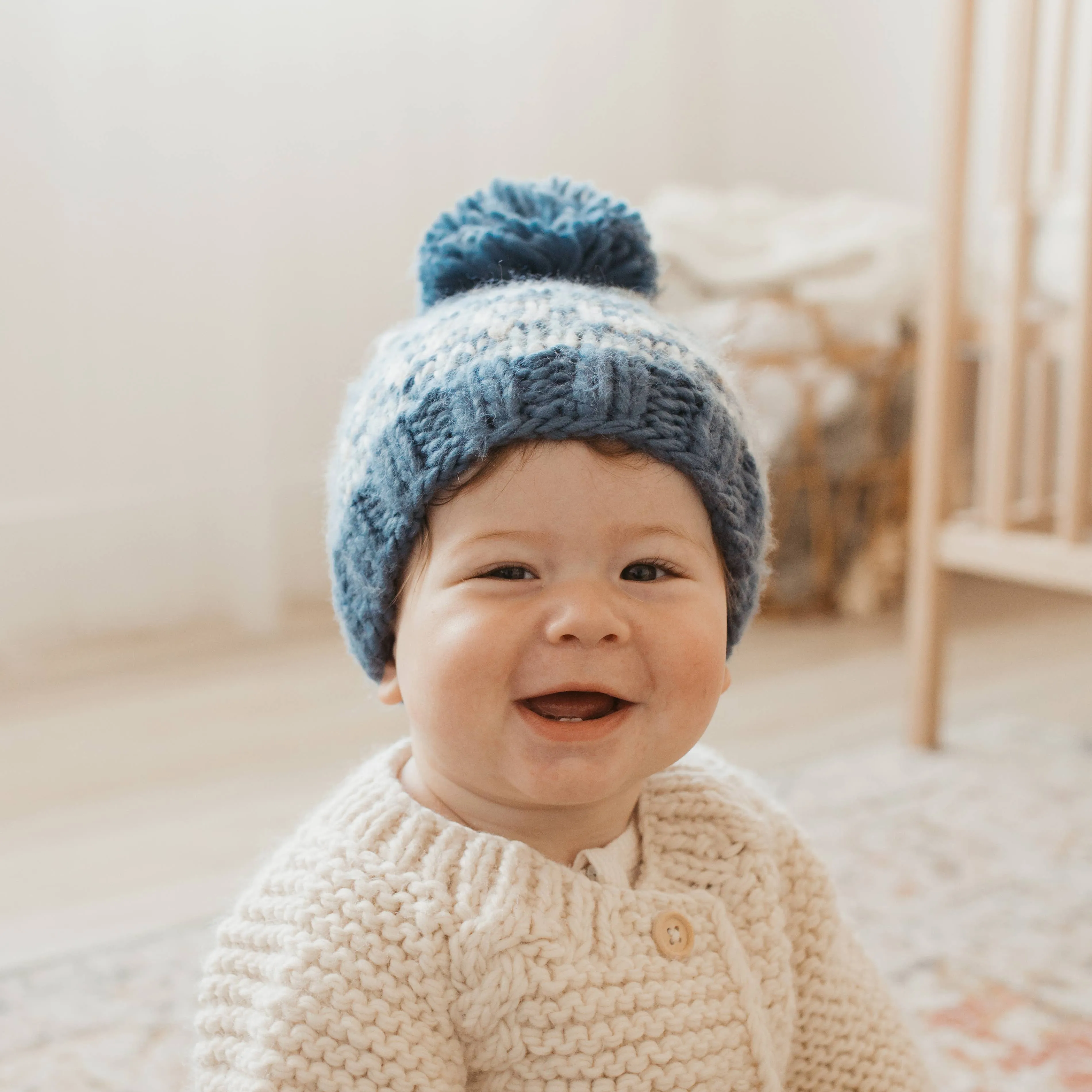 Fairisle Slate Beanie Hat Baby & Kids