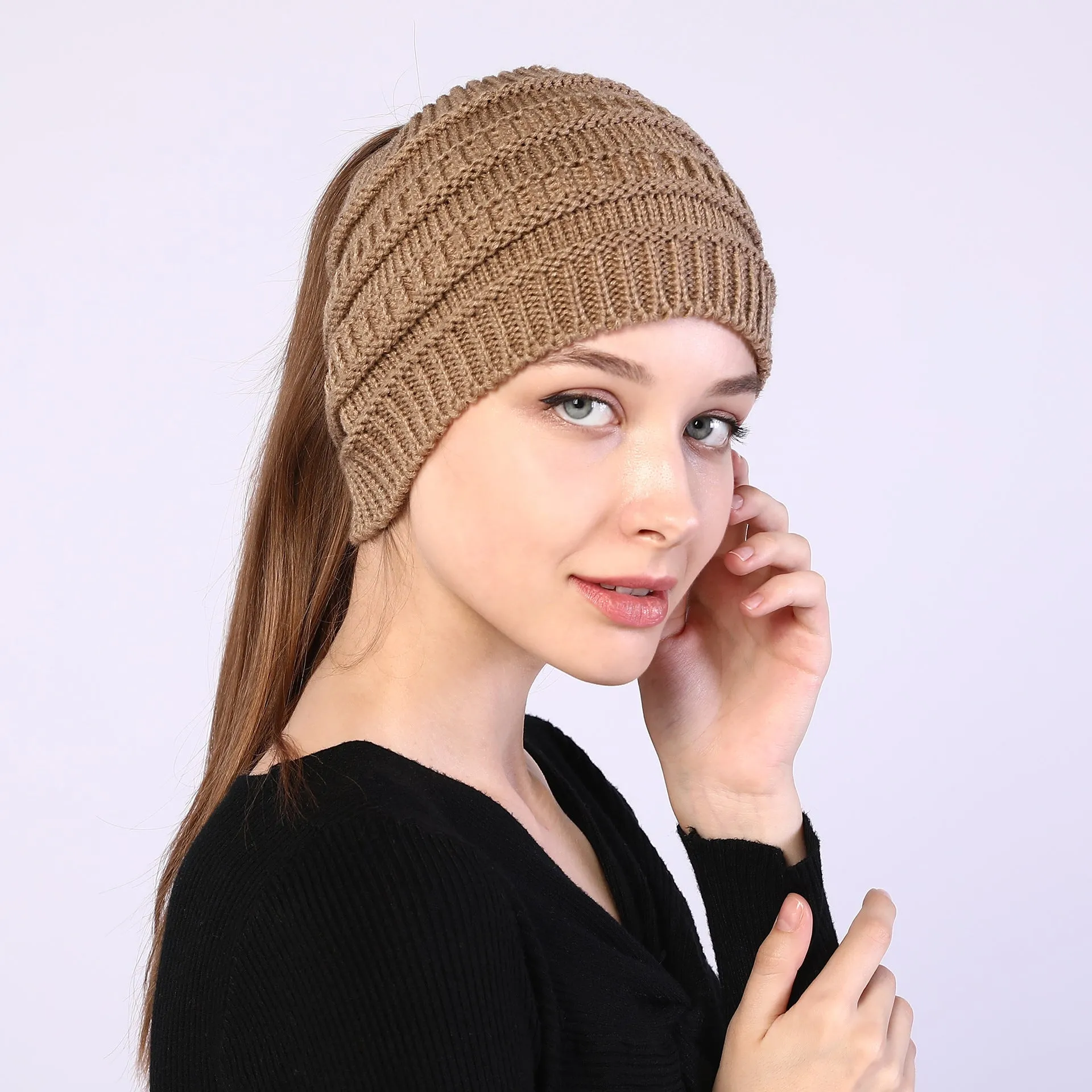Fancydresswale Knitted Wool Headband for Women Cozy Soft & Stylish Winter Accessory Head Cover Khakee