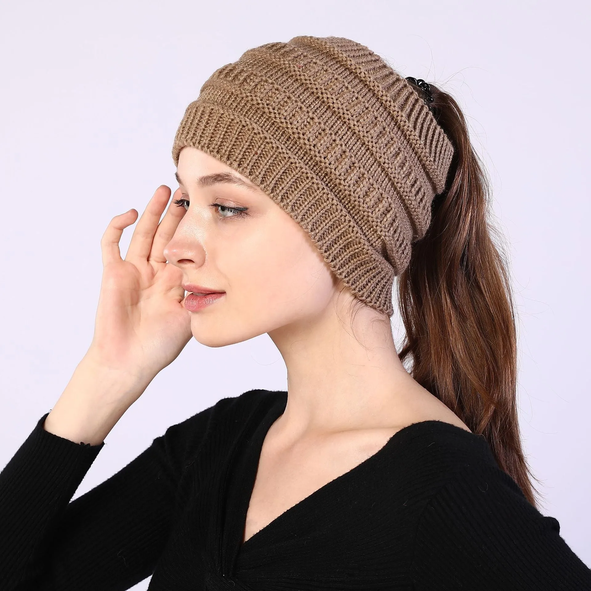 Fancydresswale Knitted Wool Headband for Women Cozy Soft & Stylish Winter Accessory Head Cover Khakee