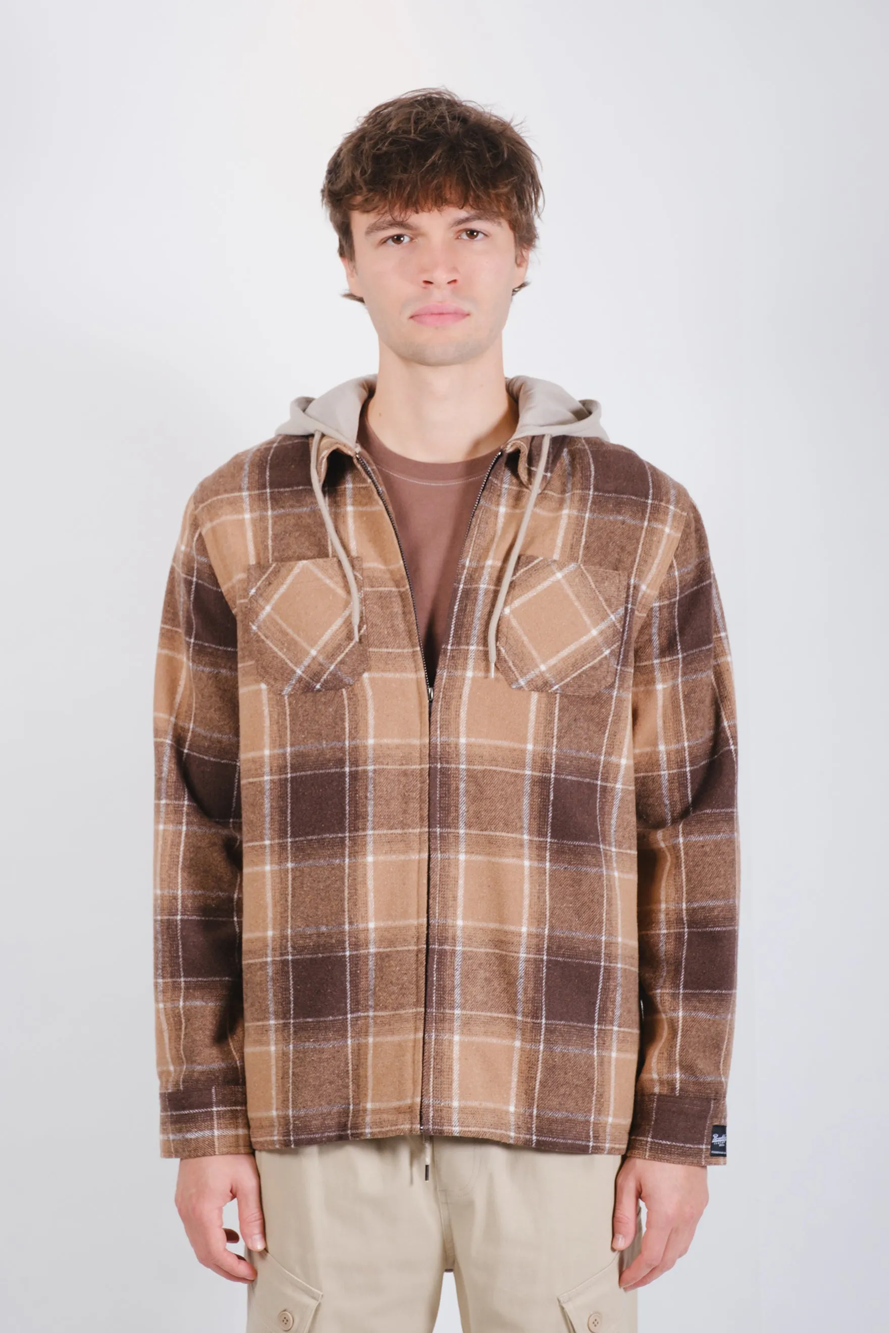 Flannel Hooded Zip Shacket