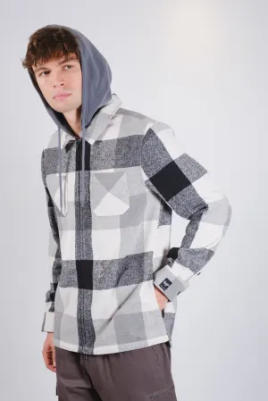 Flannel Hooded Zip Shacket