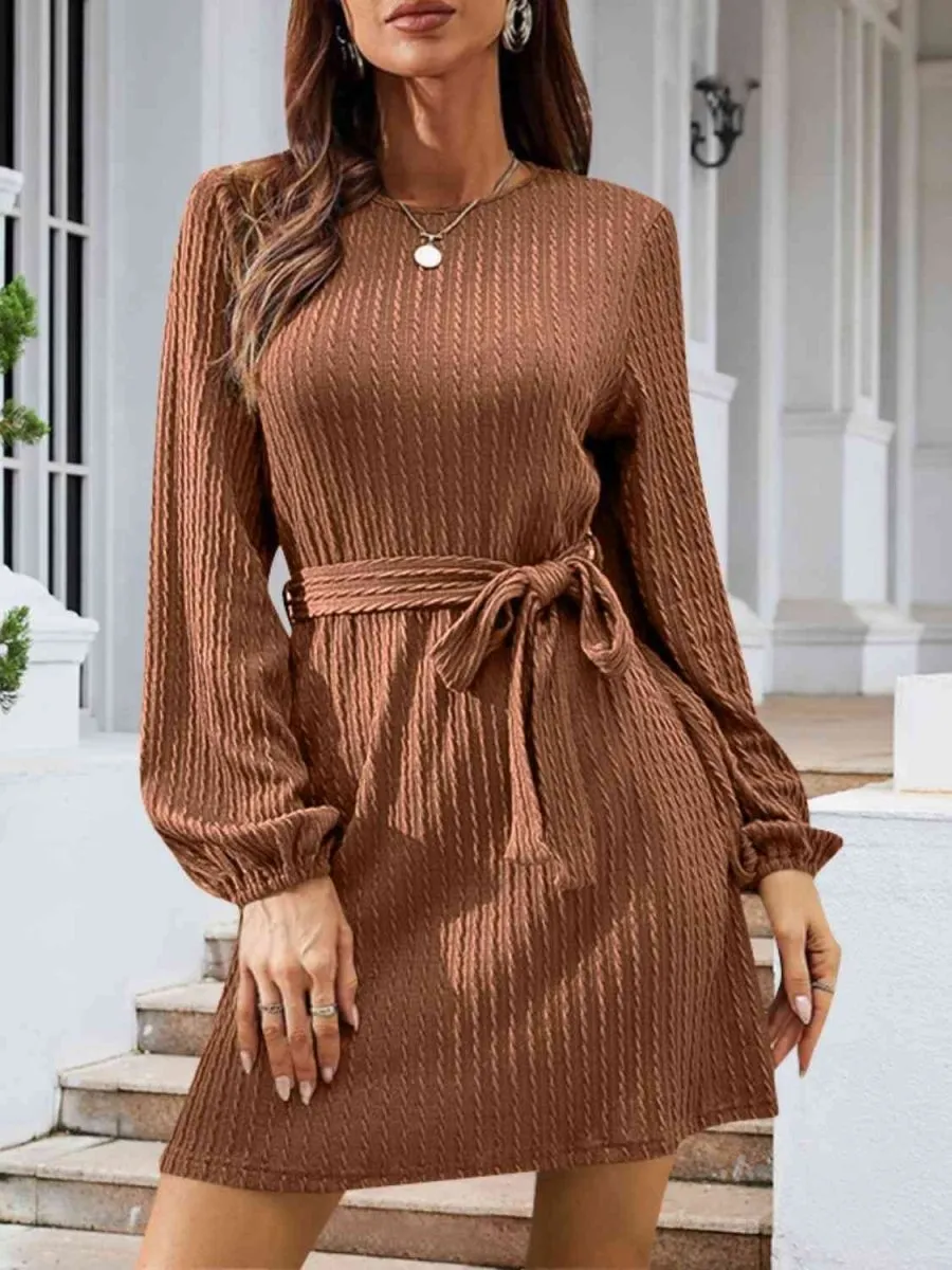 Front Knot Cozy Womens Sweater Dress