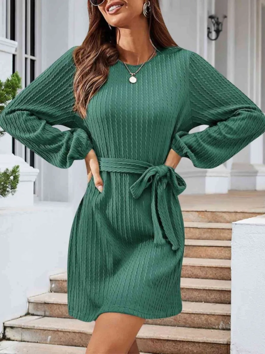 Front Knot Cozy Womens Sweater Dress