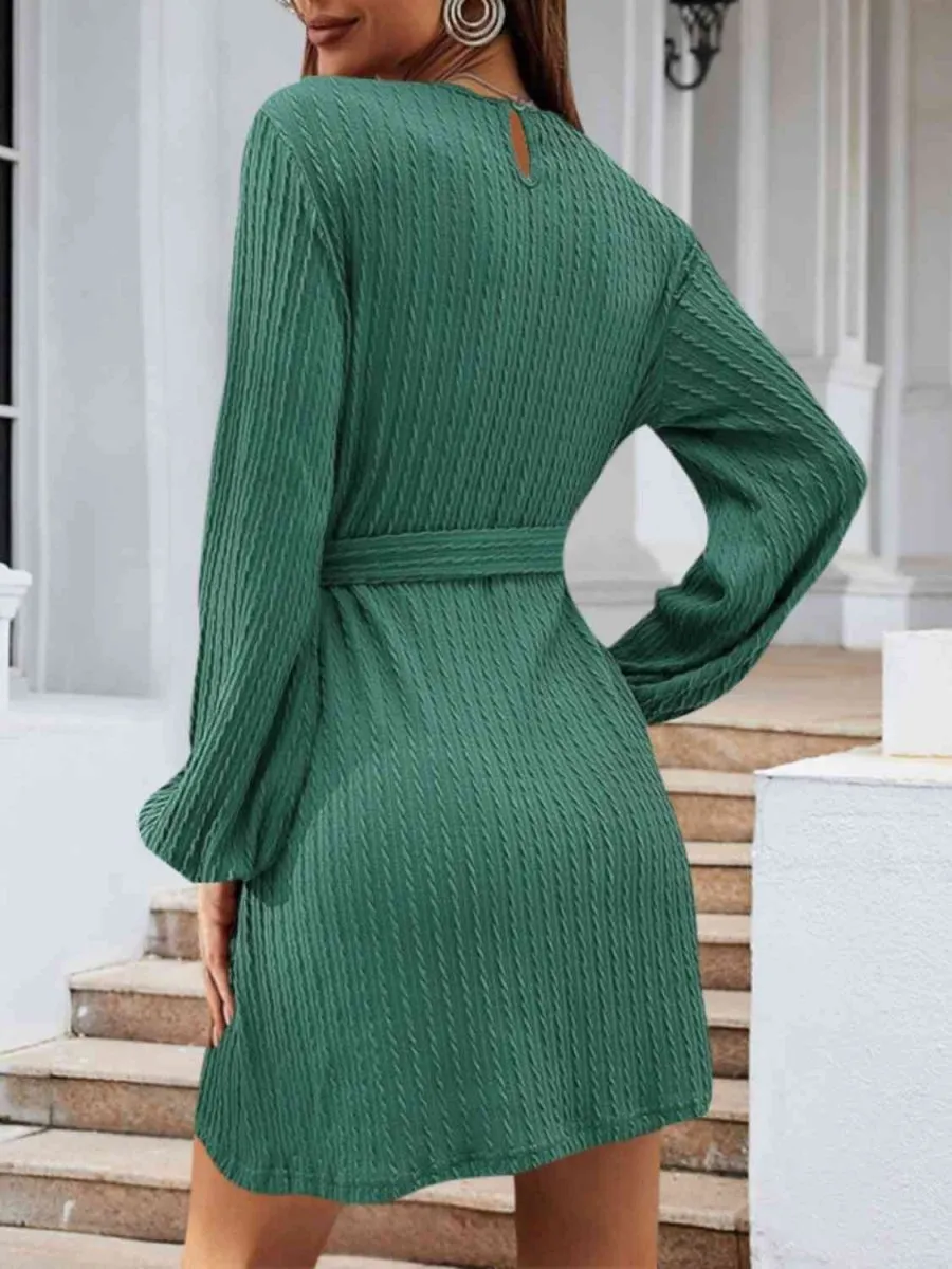Front Knot Cozy Womens Sweater Dress