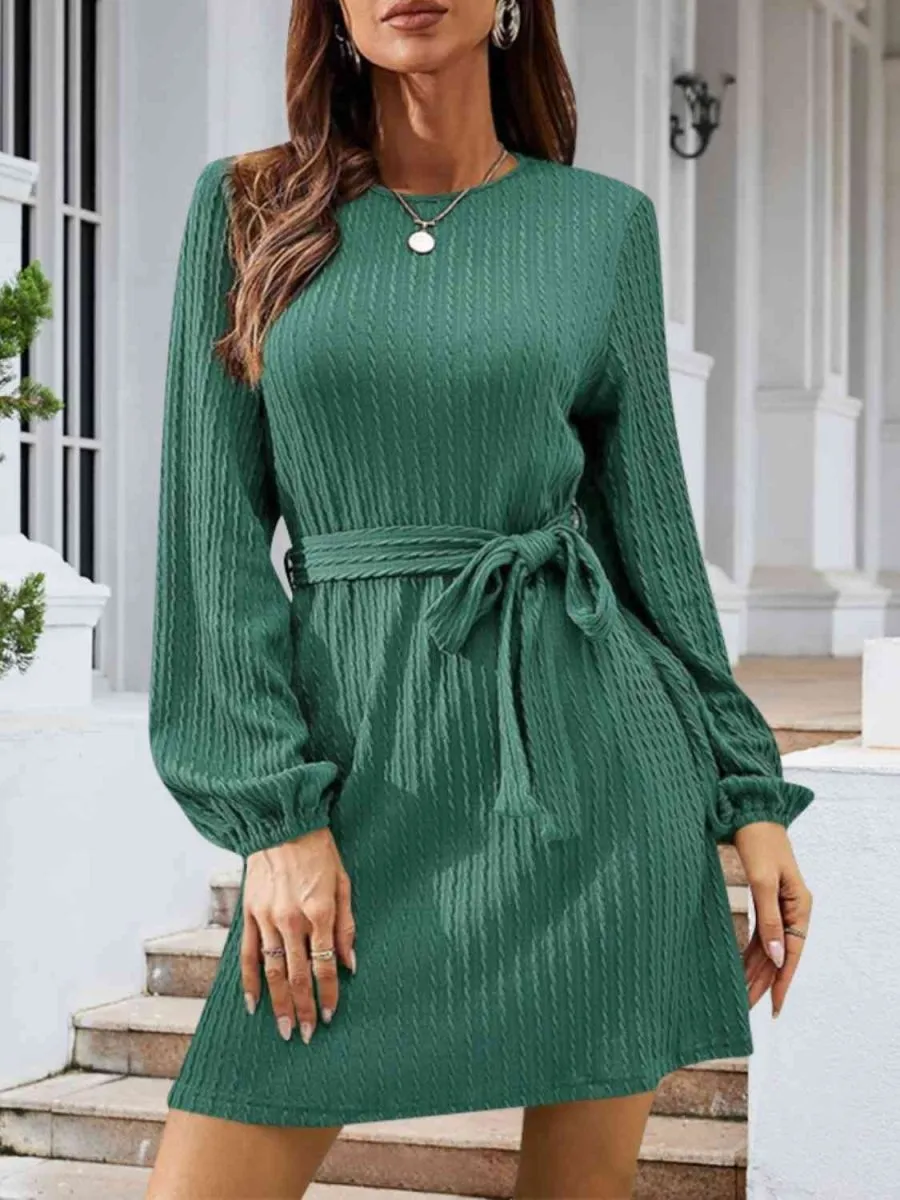Front Knot Cozy Womens Sweater Dress