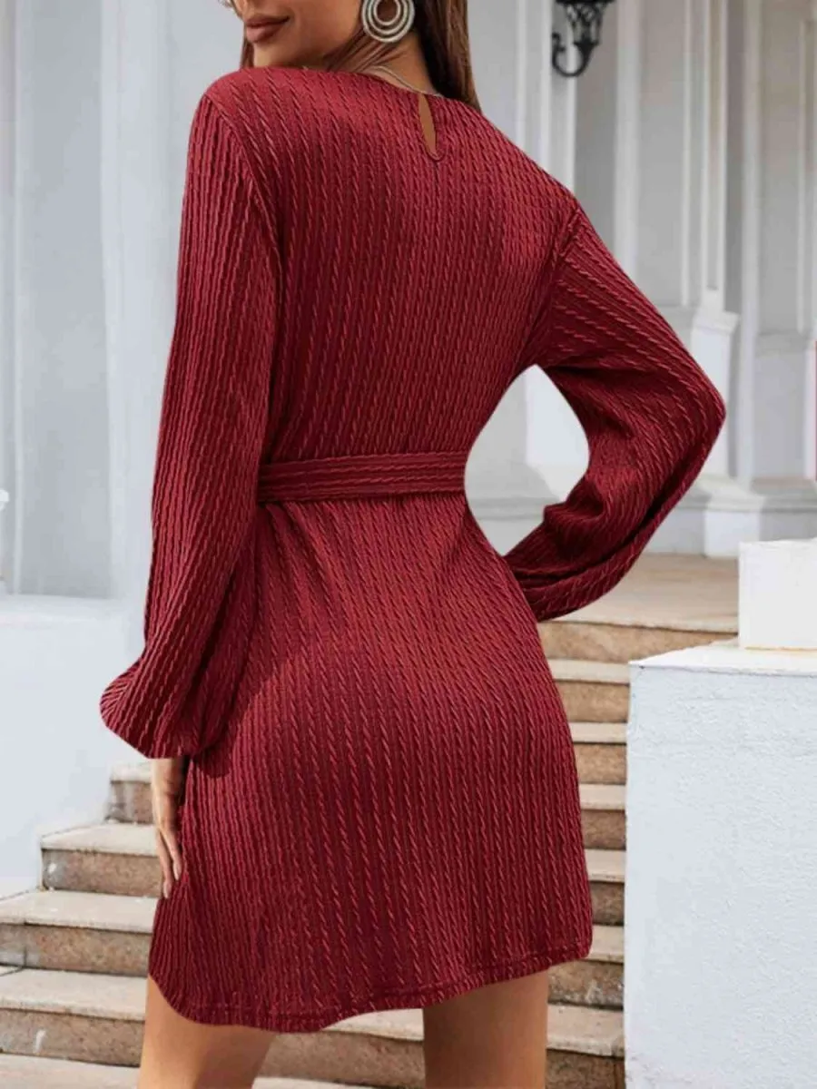 Front Knot Cozy Womens Sweater Dress
