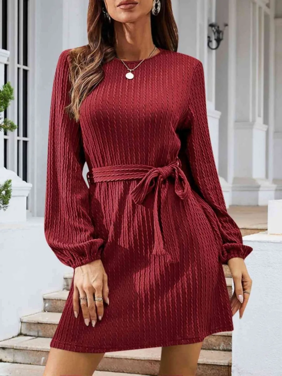 Front Knot Cozy Womens Sweater Dress