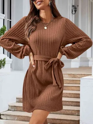 Front Knot Cozy Womens Sweater Dress