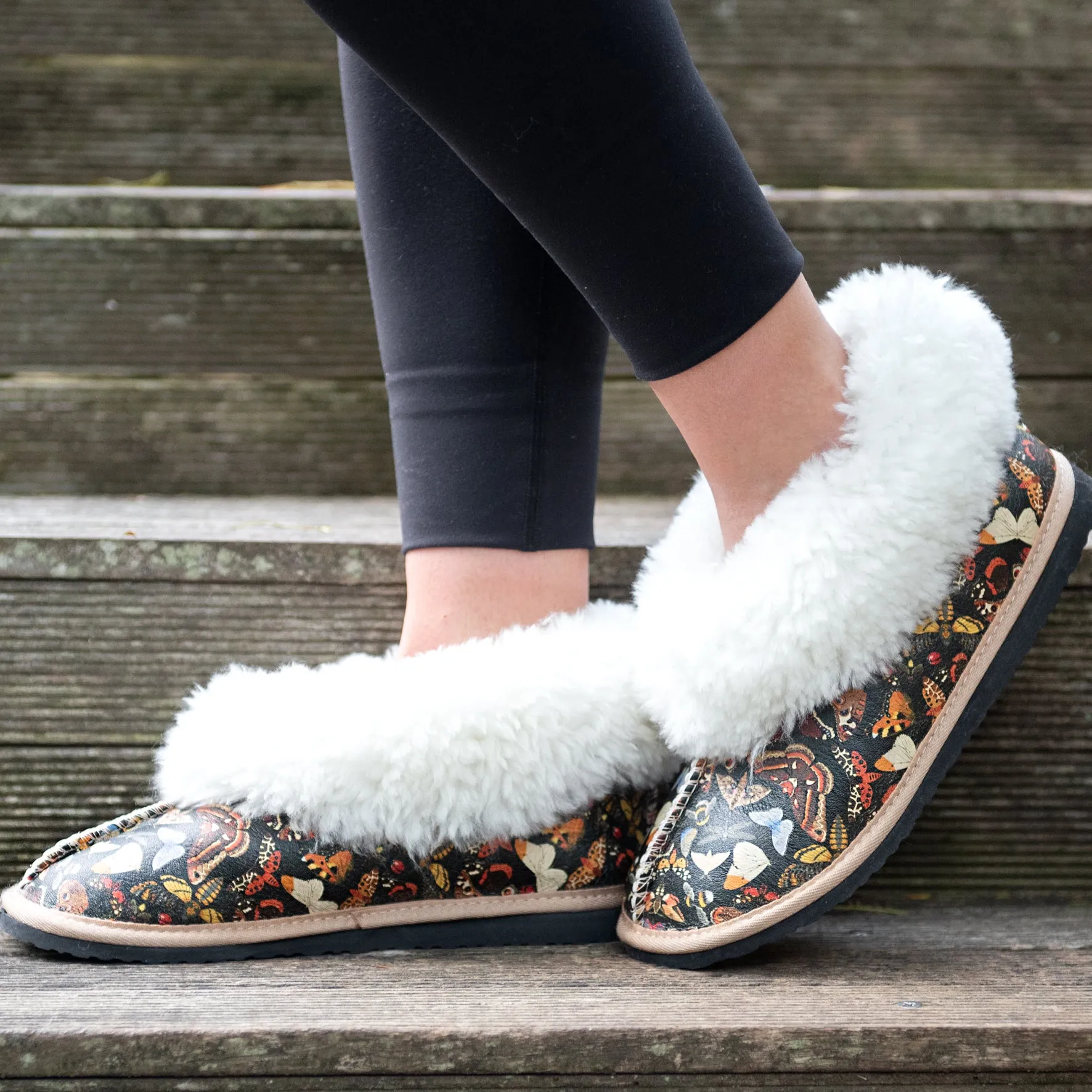 Genuine Leather Sheepskin Slippers - Bugs
