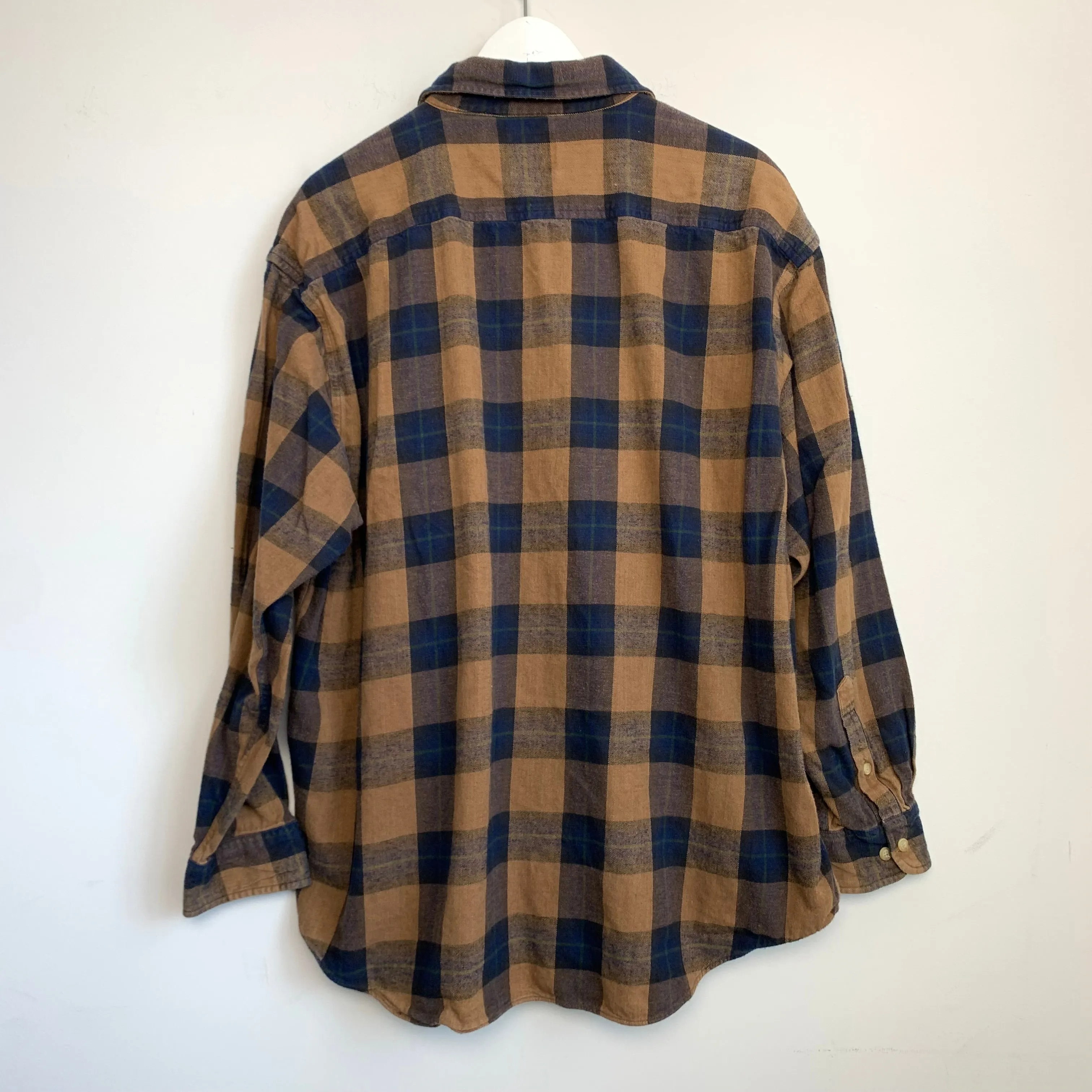 G.H. Bass & Co Flannel Plaid Shirt Jacket Shacket Size XL Cotton Navy Blue and Plaid